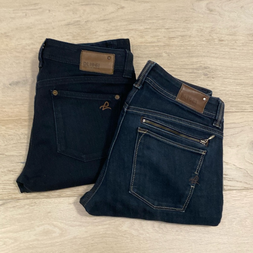 DL1961 Dark Denim Jeans 2 pairs Size 28 Style Tory and Kelly Slim Straight Leg